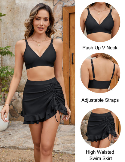 Gingham High Waisted Tummy Control Bikini Sets👙