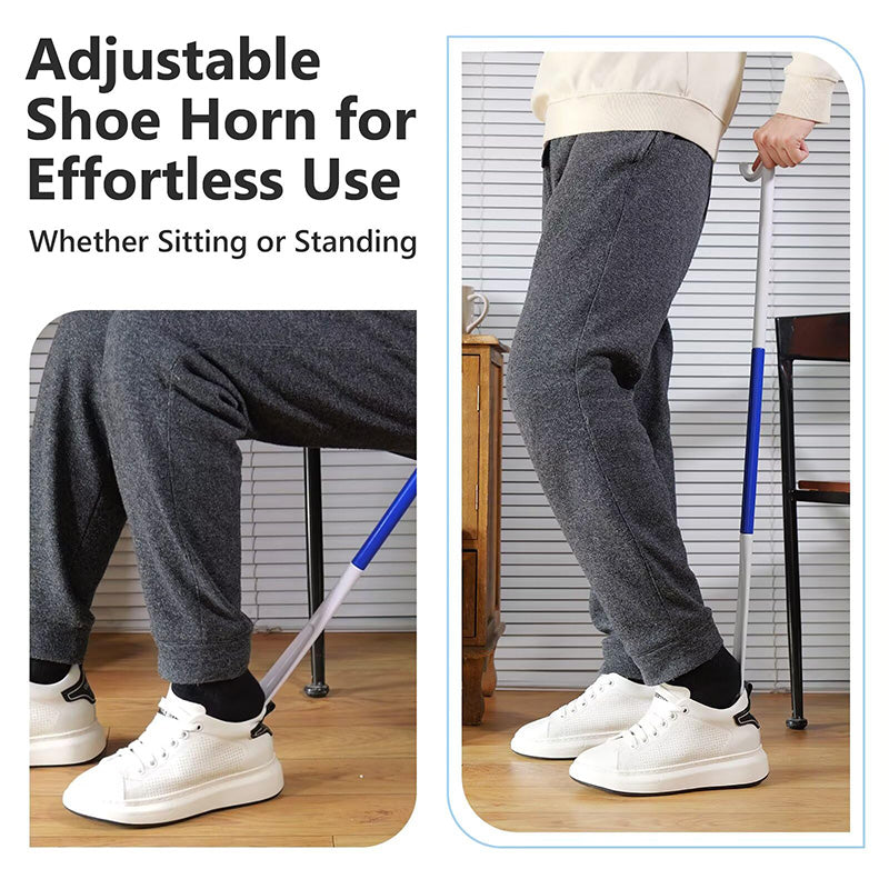 Adjustable Long Shoe Horn with Sock Remover for Seniors