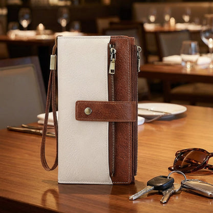 Women's Retro Style RFID Blocking Tri-fold Wallet