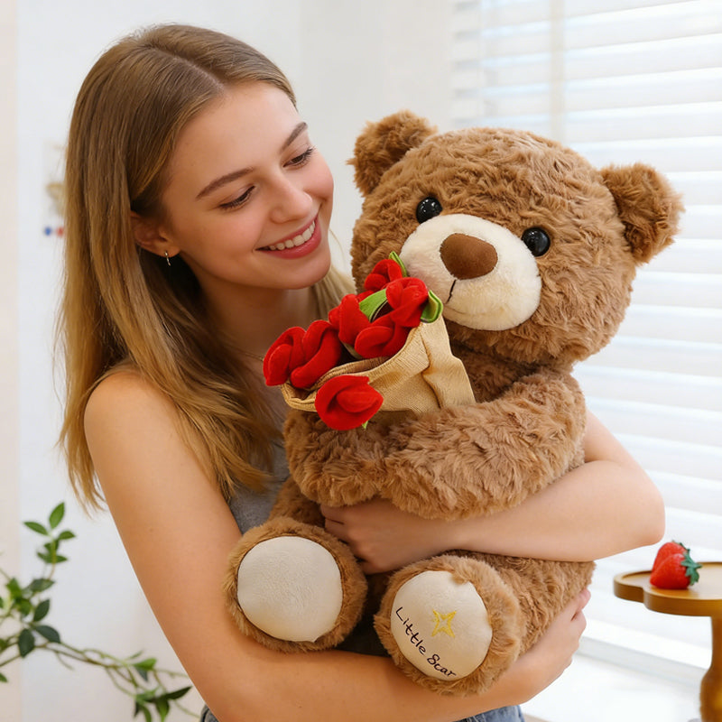 💖Animal Bear Gift with Rose Flower Bouquet