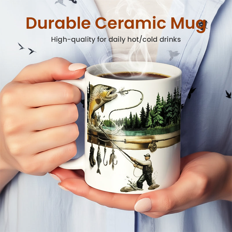 Ceramic Fishing Themed Coffee Mug