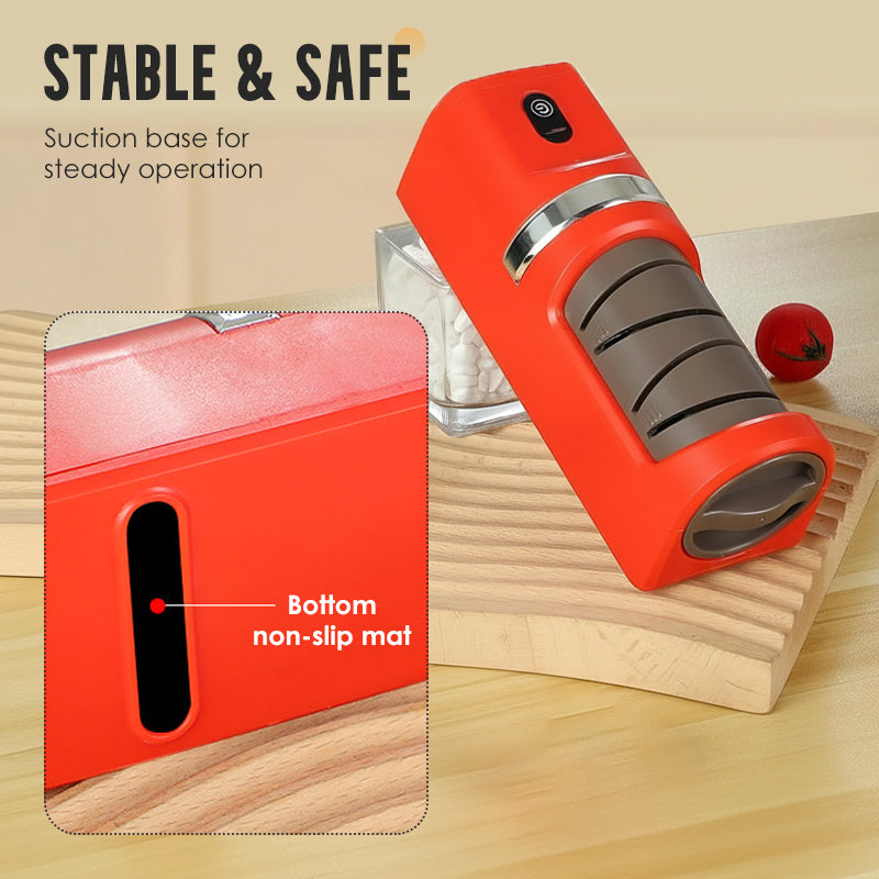 🔥Automatic Kitchen Knife Sharpener – Cordless, Diamond Wheel & Suction Base 🔪⚡