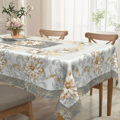 Elegant Waterproof Embossed Floral Tablecloth💮