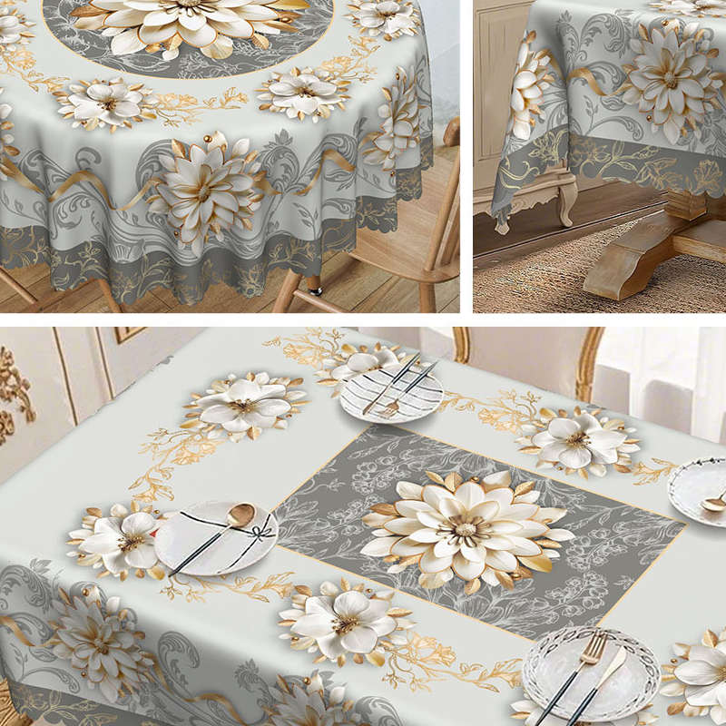Elegant Waterproof Embossed Floral Tablecloth💮