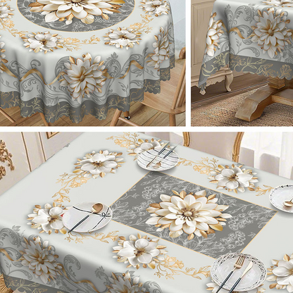 Elegant Waterproof Embossed Floral Tablecloth💮