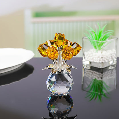 Everlasting Crystal Rose Flower Figurine in Vase