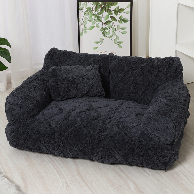 💎 Plush Calming Pet Sofa Bed – Raised Rim, Removable Cover & Non-Slip Bottom for Cats & Dogs 🛋️🐾
