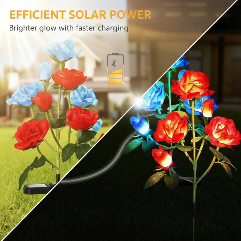 Solar Powered Rose Flower Garden Stake Lights