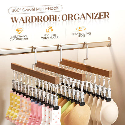 👕360° Swivel Multi-Hook Wardrobe Organizer--10 clips