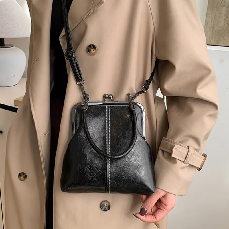 Women's Kiss Lock Crossbody Bag with Top Handle