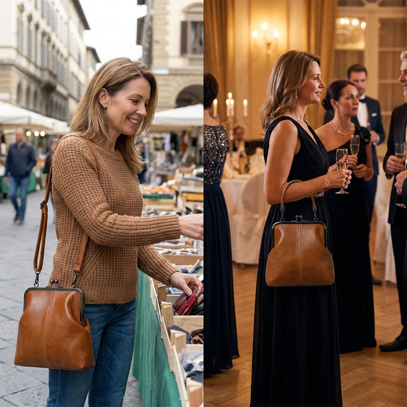 Women's Kiss Lock Crossbody Bag with Top Handle