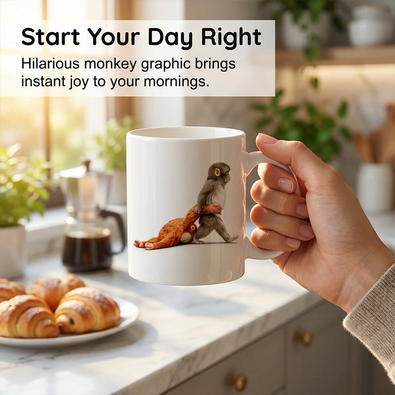 Funny Monkey Ceramic Mug - Humorous Gift