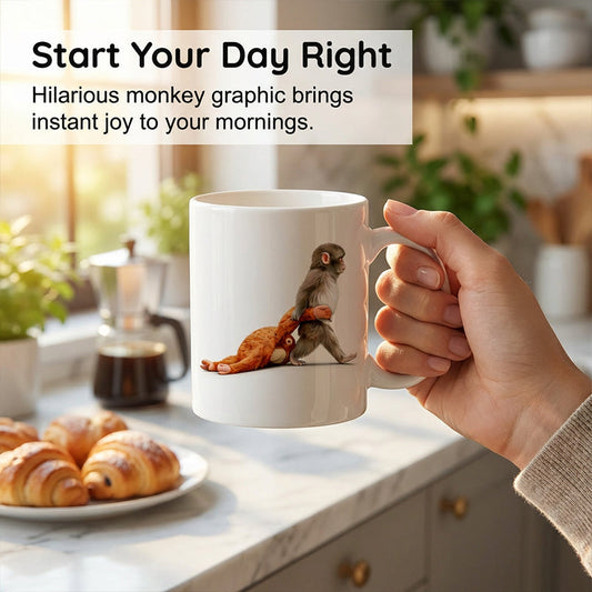 Funny Monkey Ceramic Mug - Humorous Gift