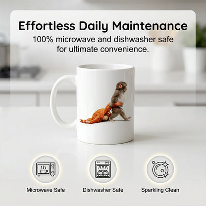 Funny Monkey Ceramic Mug - Humorous Gift