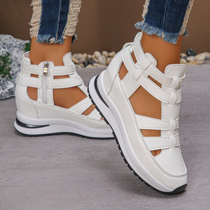 Women's Fashion Breathable Wedge Sandals with Side Zipper Closure