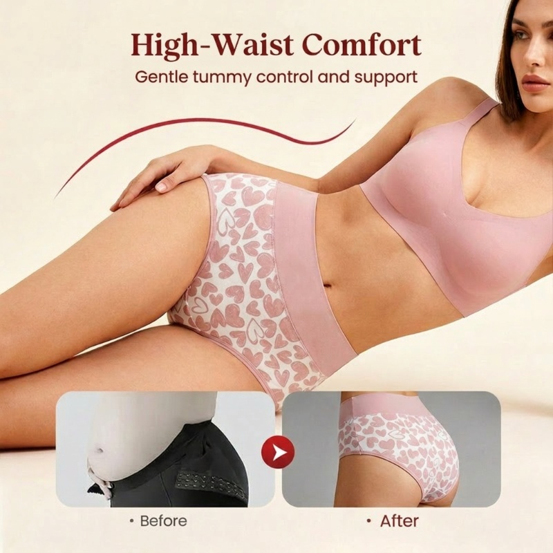 Women's High-Waist Heart Print Briefs