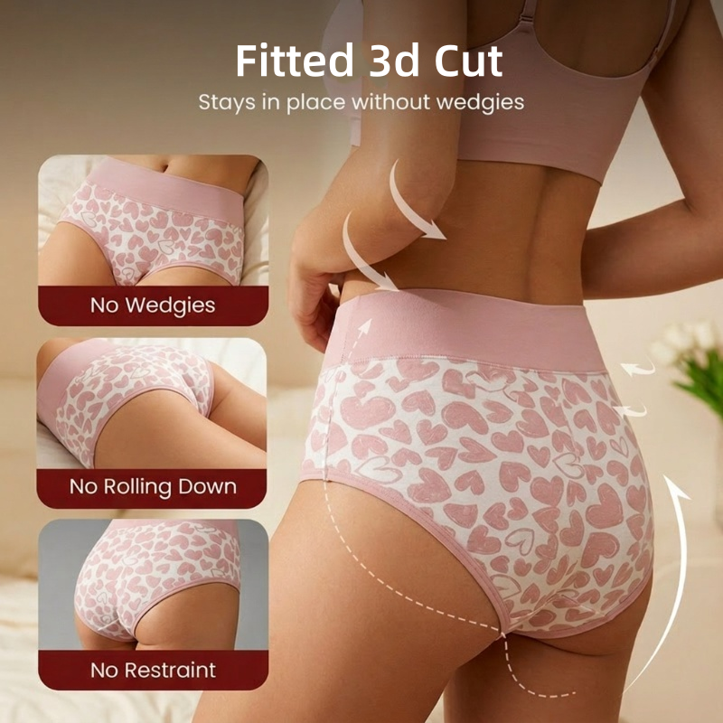 Women's High-Waist Heart Print Briefs