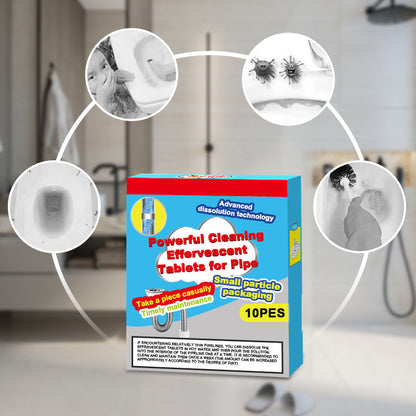 ❤️Powerful Cleaning Effervescent Tablets for Pipe, Fast Dissolve Hair Grease Clogs, Deodorizing Antibacterial Pipe Cleaner for Sink Toilet Floor Drain