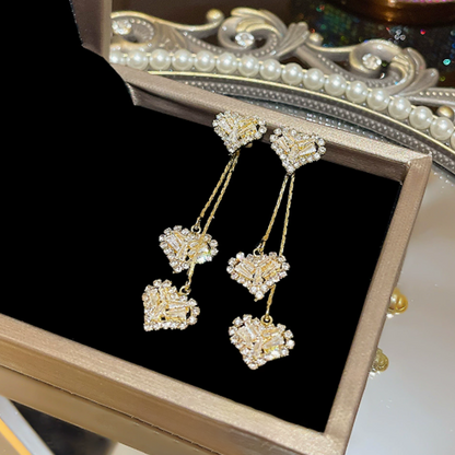Romantic Long Chain Heart Drop Earrings