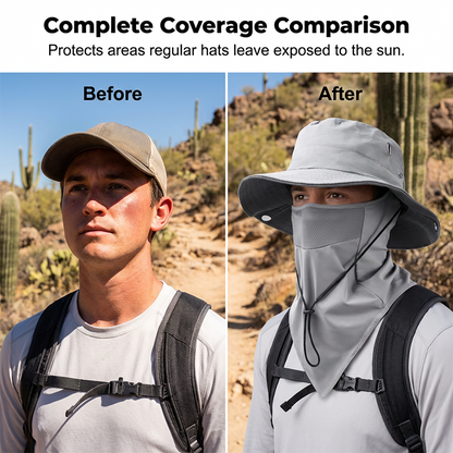 Breathable Fisherman Hat with Detachable Face Mask