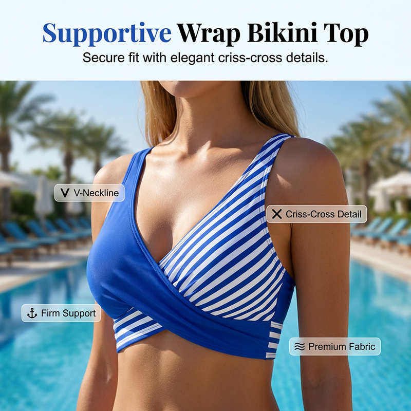 👙Two-Piece Color Block & Stripe Bikini Swimsuit
