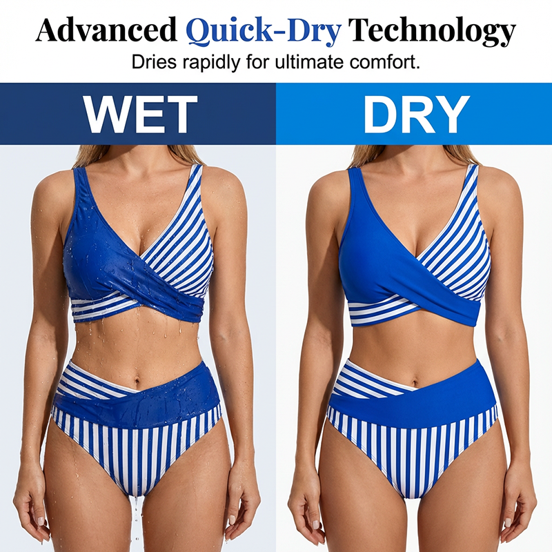 👙Two-Piece Color Block & Stripe Bikini Swimsuit