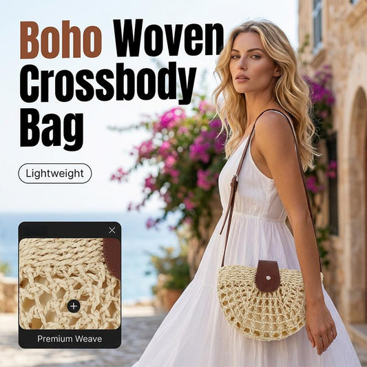 👜 Woven Crossbody Bag – Boho, Handwoven, Adjustable, Lightweight ✨