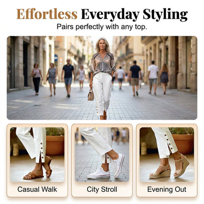 Summer Breathable Cropped Trousers with Pockets