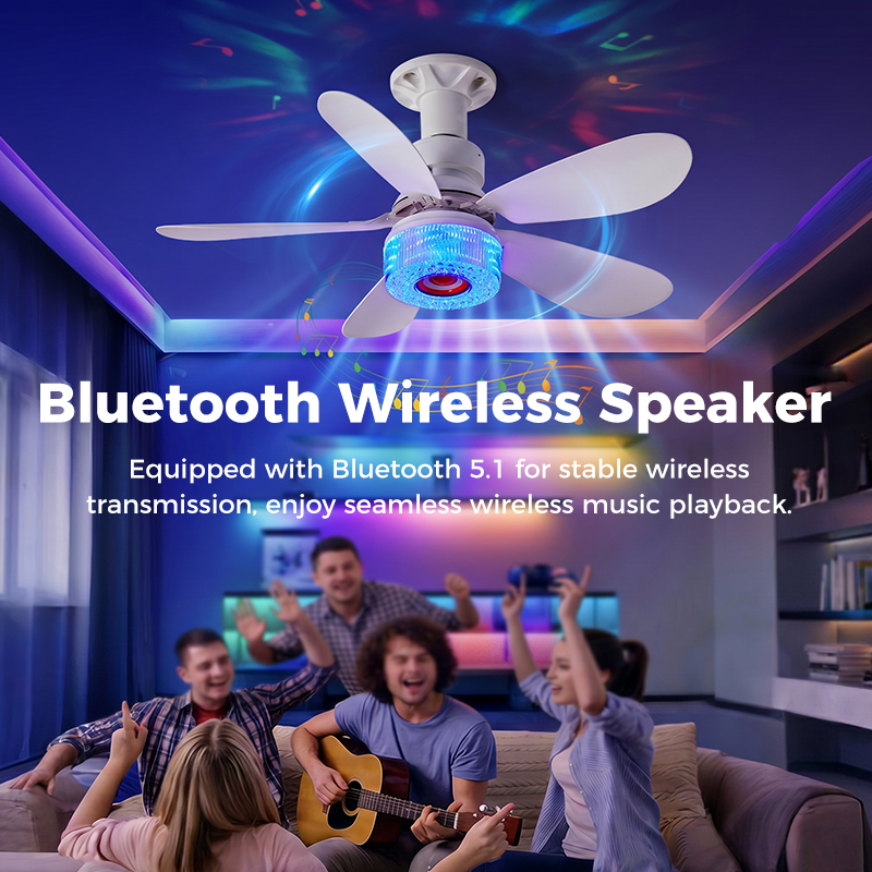 3-in-1 Ceiling Fan with Light and Bluetooth Speaker