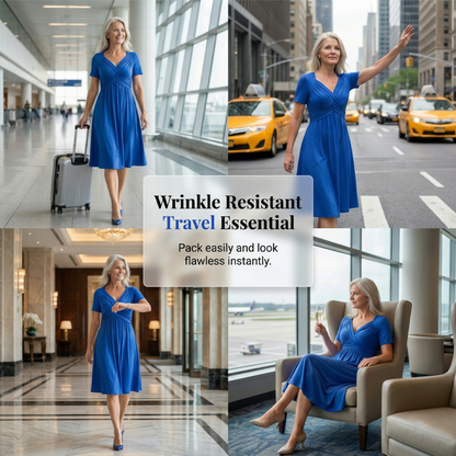 🍀Women’s V-Neck Short Sleeve Long Dresses