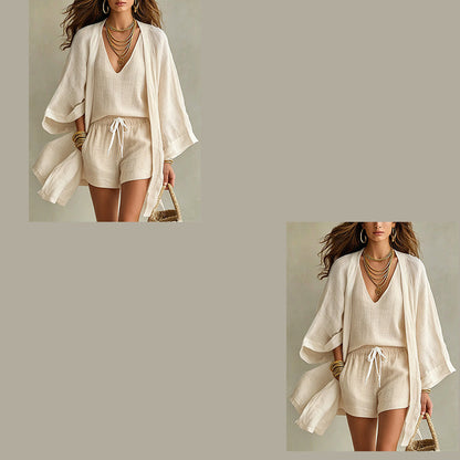 Women's Casual 3-Piece Lounge Set with Cardigan