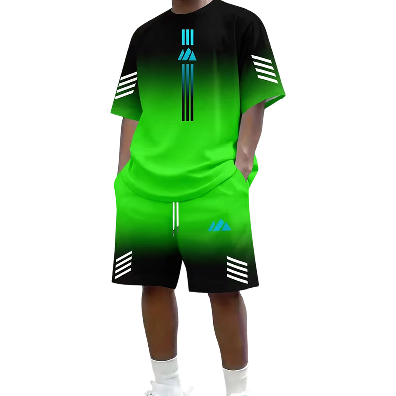 👕Men's Summer T-Shirt & Shorts Set – Gradient design, breathable & lightweight – Perfect for hot days & casual outings 🩳