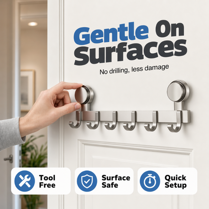 🚪📌 Suction Cup Over Door Hook Rack – Tool-Free Install, Strong Hold, No Drilling & Clutter-Free Entryway ✨