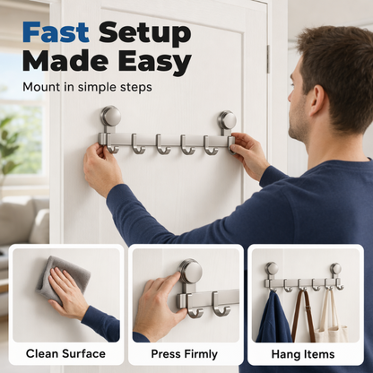 🚪📌 Suction Cup Over Door Hook Rack – Tool-Free Install, Strong Hold, No Drilling & Clutter-Free Entryway ✨