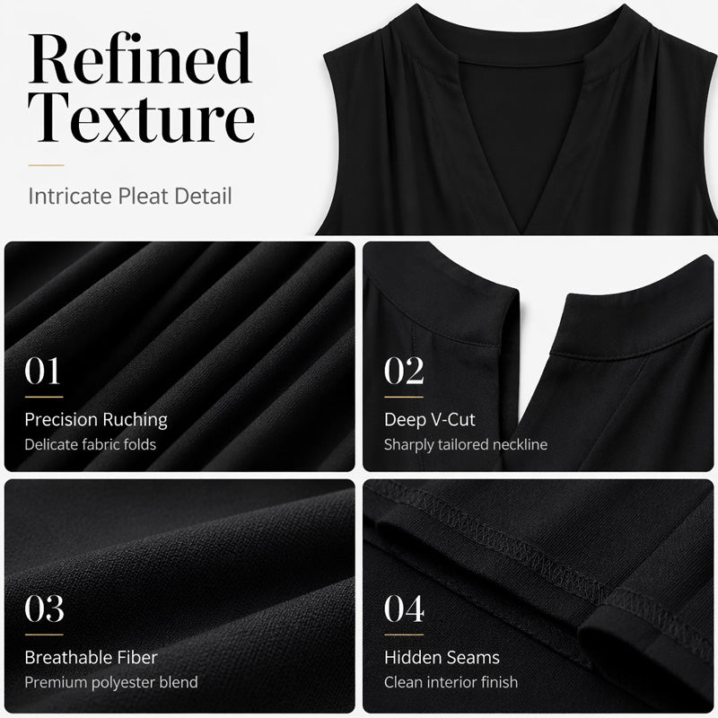 🌿Pleated V-Neck Dress – Lightweight fabric & effortless elegance – Elevate your everyday look.