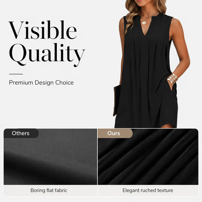 🌿Pleated V-Neck Dress – Lightweight fabric & effortless elegance – Elevate your everyday look.