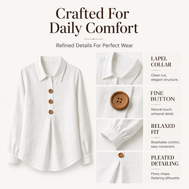 👚 Elegant button-down blouse with a wing collar—timeless and stylish for the office and everyday wear