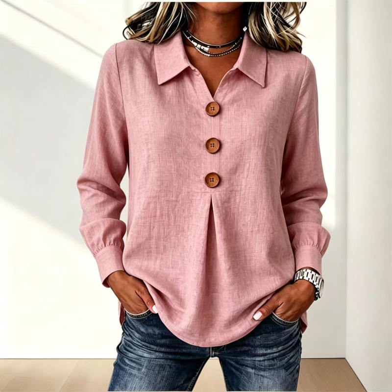👚 Elegant button-down blouse with a wing collar—timeless and stylish for the office and everyday wear