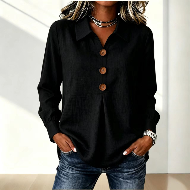 👚 Elegant button-down blouse with a wing collar—timeless and stylish for the office and everyday wear