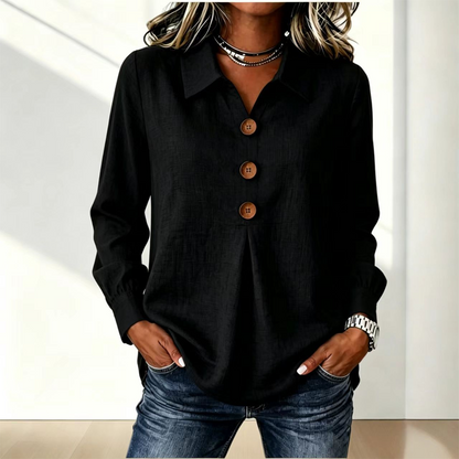 👚 Elegant button-down blouse with a wing collar—timeless and stylish for the office and everyday wear