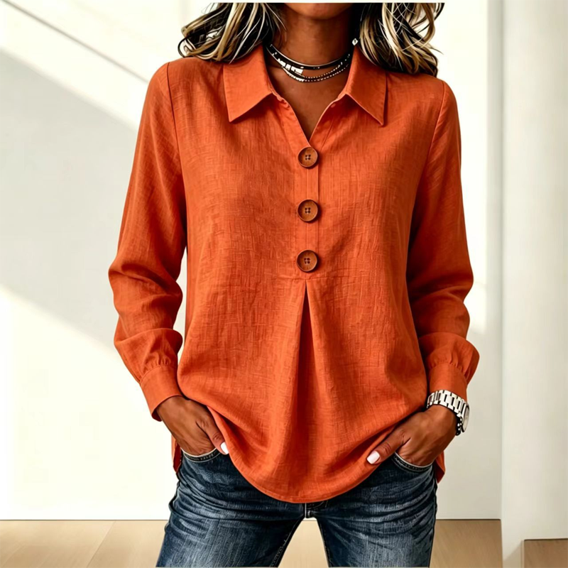 👚 Elegant button-down blouse with a wing collar—timeless and stylish for the office and everyday wear