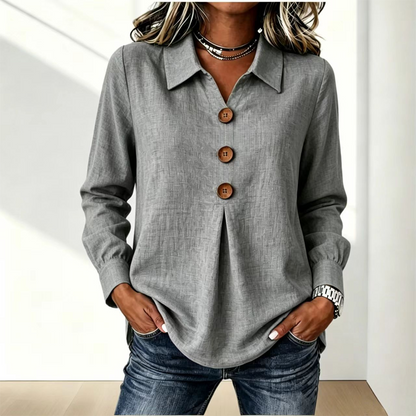 👚 Elegant button-down blouse with a wing collar—timeless and stylish for the office and everyday wear