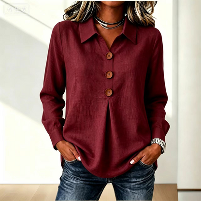 👚 Elegant button-down blouse with a wing collar—timeless and stylish for the office and everyday wear