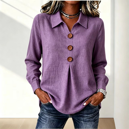 👚 Elegant button-down blouse with a wing collar—timeless and stylish for the office and everyday wear