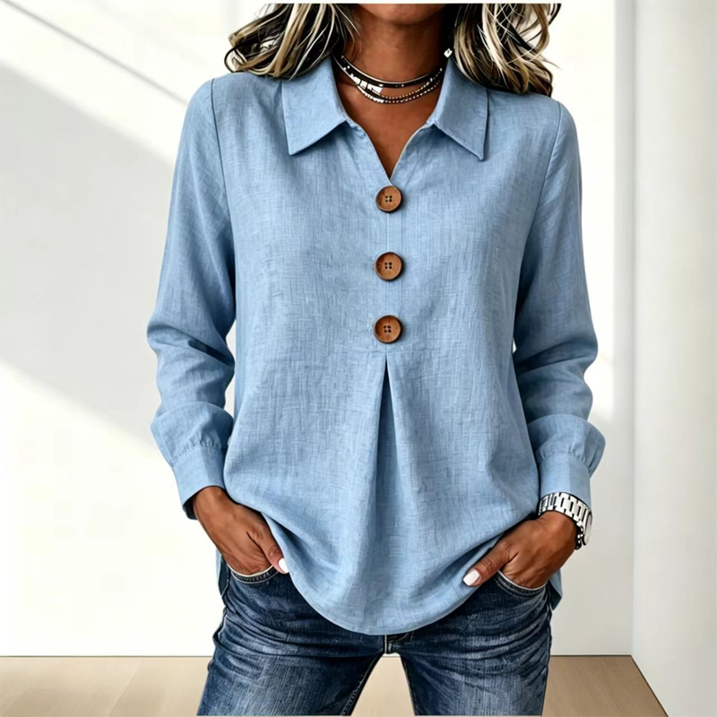 👚 Elegant button-down blouse with a wing collar—timeless and stylish for the office and everyday wear