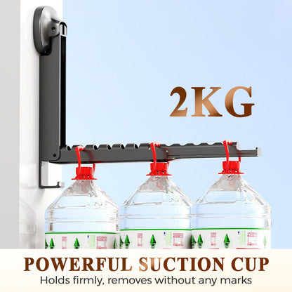 🔥 Suction-Cup Telescoping Folding Clothes Rack—No Drilling Required, Space-Saving, Perfect for Bathrooms and Balconies 👚