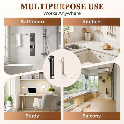 🔥 Suction-Cup Telescoping Folding Clothes Rack—No Drilling Required, Space-Saving, Perfect for Bathrooms and Balconies 👚