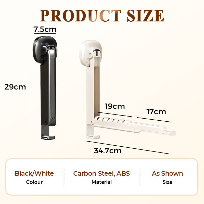🔥 Suction-Cup Telescoping Folding Clothes Rack—No Drilling Required, Space-Saving, Perfect for Bathrooms and Balconies 👚