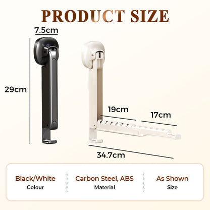 🔥 Suction-Cup Telescoping Folding Clothes Rack—No Drilling Required, Space-Saving, Perfect for Bathrooms and Balconies 👚
