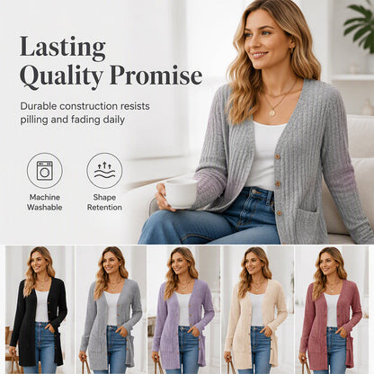 🧥Seasonal Style - V-Neck Cardigan with Relaxed Mid-Length – Soft Drape & Easy Pairing for Any Occasion